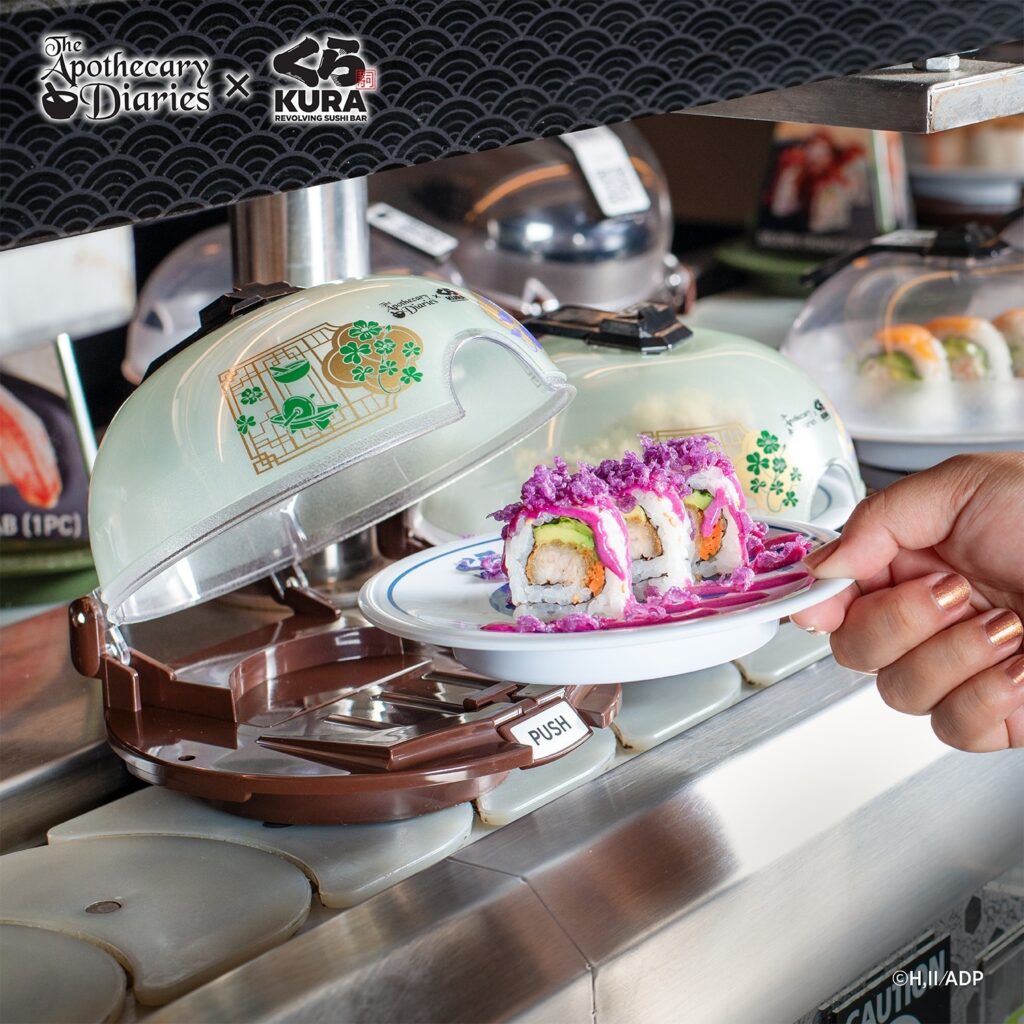 Kura Sushi collaboration dish on the revolving belt